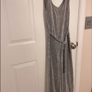 Black/white striped jumpsuit - small